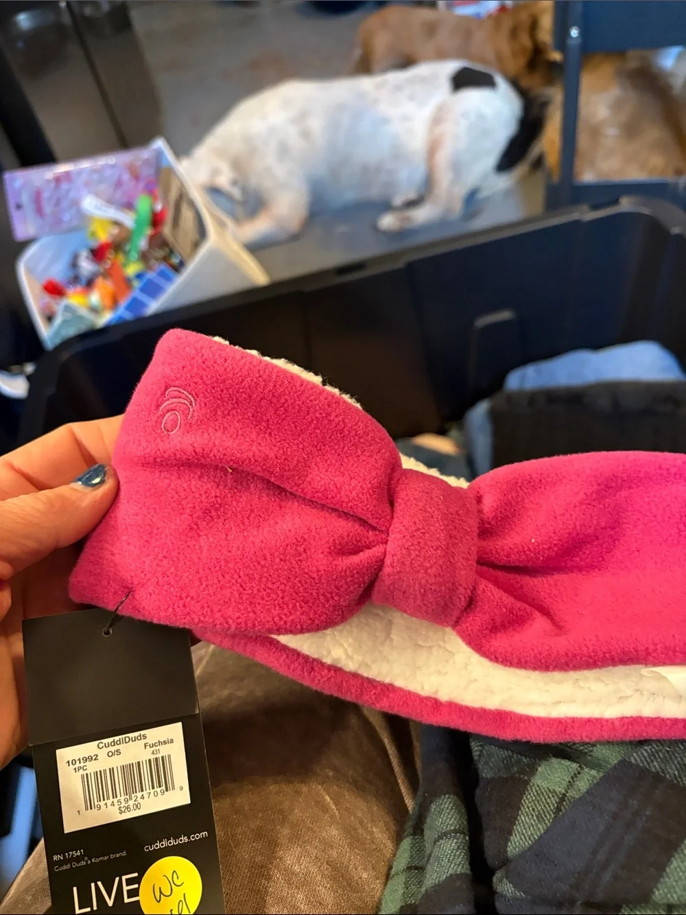Cuddl Duds Fuchsia Bow Sherpa Headband